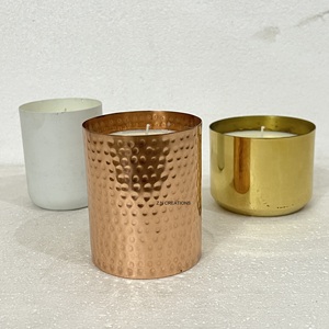 Recipientes de Cobre Hechos a Mano para Velas, Recipientes Metálicos Martillados con Tapa, Frascos Decorativos para Velas Aromáticas - Product Image 5