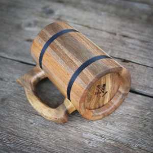 Best Selling Handmade Natural Wood Classic Eco-Friendly Dishwasher Safe Durable Mug Beer Cup for <b>Camping</b> Bar and <b>Kitchen</b> Use - Product Image 3