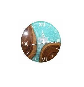 Horloge murale moderne en résine époxy de qualité supérieure avec incrustation de bois rustique, design rayé, faite à la main, décoration contemporaine pour la maison, l'hôtel, le salon - Product Image 2