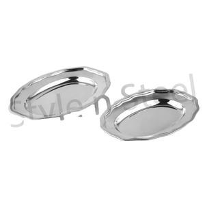 Plateau design ovale en acier inoxydable Plateau décoratif en acier inoxydable à roulettes pour biscuits Organisateur en métal au prix de gros - Product Image 1