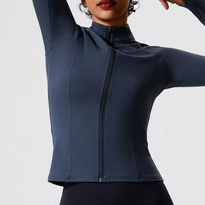 Ensemble de vêtements de sport pour femmes, veste à fermeture éclair, haut à haute élasticité, yoga, course à pied, tenue de sport confortable pour la salle de sport - Product Image 4