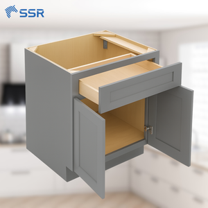 Gabinete de Cocina Moderno SSR Base con 2 Puertas y 1 Cajón, Pintado en Gris, Puerta de MDF, Estructura de Contrachapado, Diseño Rectangular - Product Image 1