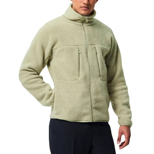 Veste en polaire vert clair pour homme, col montant, fermeture éclair sur le devant, vêtement décontracté d'automne, coupe régulière, poches, matière en polyester tricoté - Product Image 1