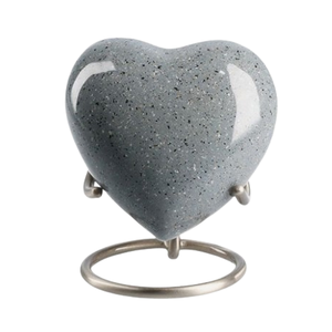 Heart Shape Personalized Marble Finished <b>Memorials</b> <b>Keepsake</b> Cremation Urn with Stand Decorated Metal Burial Funeral Urns - Product Image 6