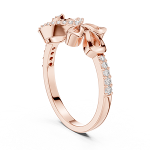 Anillo de Diamantes de Lujo con Ojo Turco en Oro Rosa para Mujer |   Diseño de Lazo |   Engaste Micro Pavé |   Anillo de Moissanita |   regalo para ella - Product Image 4
