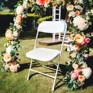 Silla de jardín plegable para exteriores de resina blanca con diseño de Wimbledon moderno de alta calidad para cocina, hoteles, picnics, parques, bodas y eventos - Product Image 1