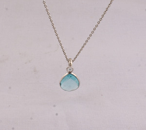Colgante de Plata de Ley 925 con Topacio Azul Vintage, Piedra Preciosa Natural de Topacio Azul Cielo, Joyería de Plata Hecha a Mano, Piedra de Diciembre - Product Image 2