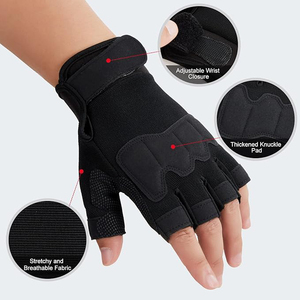 ถุงมือฟิตเนสแบบครึ่งนิ้วพร้อมสายรัดข้อมือปรับได้ ระบายอากาศได้ดี แผ่นรองข้อนิ้วแบบยืดหยุ่น สำหรับการฝึกซ้อม เหมาะสำหรับทุกเพศ - Product Image 2