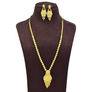 Colliers de mode plaqués or micron 14K 18K 24K en gros, ensemble de bijoux longs traditionnels, ensemble de bijoux en laiton rempli d'or. - Product Image 2