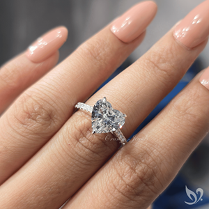 Bold Heart Shape Lab Grown Diamond <b>Ring</b> 3ct Cathedral Pave Engagement <b>Ring</b> IGI Certified 10K White Gold <b>Statement</b> <b>Ring</b> - Product Image 5