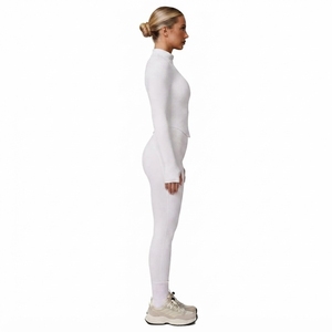 Custom <b>Women</b> Activewear 2 Piece Set Long Sleeve <b>Zip</b> Up Jacket <b>Top</b> High Waist Leggings Fitness Workout - Product Image 6