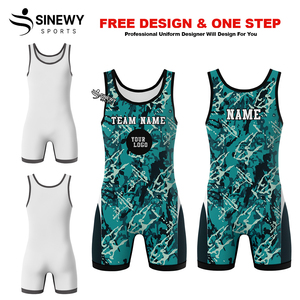 Combinaisons de lutte personnalisées légères, résistantes aux déchirures, respirantes, en tissu sublimé, unisexes, pour la compétition - Product Image 5