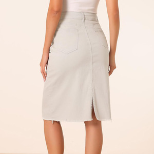 Summer New Women's Long Denim Skirt Vintage Cotton High Waist Skirt Women's Straight Tube <b>Large</b> A-line Pencil Skirt= - Product Image 1
