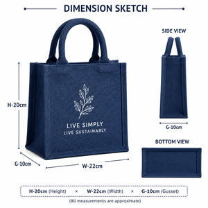 Bolsa de Yute Azul Ecológica AMANI de 7 Pulgadas, Bolsa de Regalo con la Lema de Bengala Occidental: Vive Simplemente, Vive Sosteniblemente - Product Image 2