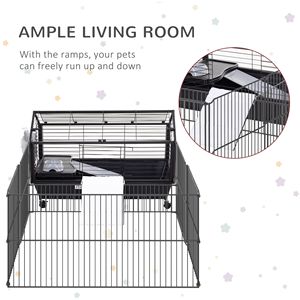 Clapier pour petits animaux Cage noire 35L avec roues Parc pour lapin Maison pour cochon d'Inde Chinchilla - Product Image 4