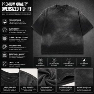 เสื้อยืดคอตตอนทรงโอเวอร์ไซส์สไตล์วินเทจ ซักนุ่มพิเศษ หนานุ่ม พรีเมียม สำหรับสตรีทแวร์ แบบดรอปไหล่ ยูนิเซ็กส์  รับผลิตตามแบบ OEM - Product Image 5