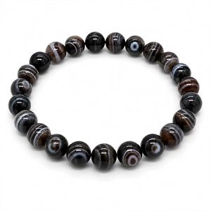 Bracelet en agate Hakik Sulemani naturelle, perles rondes de 8 mm, bracelet extensible en pierres précieuses, bijoux unisexes, vente en gros - Product Image 1