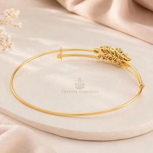 Leaf Bangle <b>Bracelet</b> 925 Sterling <b>Silver</b> Gold Plated Floral Marquise Stone Dainty Bridal Jewelry Wholesale Manufacturer - Product Image 3