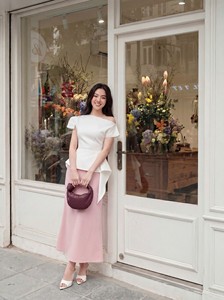 กระโปรงทรงดินสอเอวสูงสีชมพูสำหรับผู้หญิง ODM OEM ดีไซน์หรูหรา ผ้าโพลีเอสเตอร์ สีพื้น ยาวคลุมเท้า สไตล์ลำลองสำหรับใส่ทำงาน ยี่ห้อ MIREL - Product Image 4