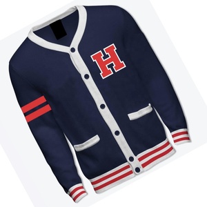 Suéter Cárdigan con Cuello en V para Hombre, Chaqueta de Punto Estilo Béisbol con Botones al Frente, Diseño con Parches, Logotipo Personalizado, Cárdigans para Mujer - Product Image 1