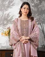 Ensemble de costume palazzo violet lavande brodé à la main en georgette avec broderie, vente en gros, vêtements pour femmes, tenue personnalisée OEM