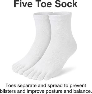Custom Pickleball Basketball Five Toe Crew <b>Socks</b> Anti-bacterial Solid Color Breathable Cotton Knitted Cuff Logo Summer Daily - Product Image 6
