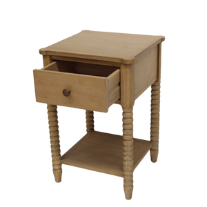 Mesa de Noche de Madera Mindi con 1 Cajón Bobby Collection, Mesita de Noche Moderna de Madera con Acabado Natural - Product Image 3