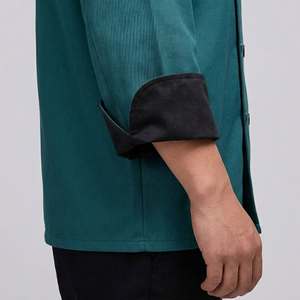 Veste de chef brodée sur mesure, manches longues, uniforme de restaurant, vêtements de travail de cuisine tissés avec poche poitrine, uniformes de restaurant et de bar - Product Image 4