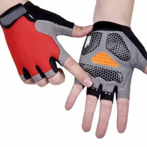 Heavy Duty Leather Half Finger/Fingerless Customizable Fitness Gloves for Men's <b>Weight</b> Gym Glove - Product Image 1