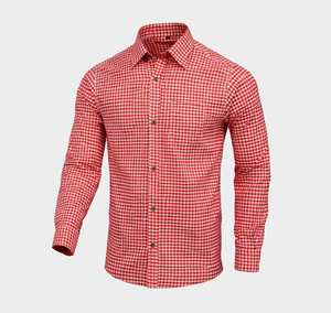 Camisa Trachten Roja Bávara para Hombre, Auténtica, de Algodón, Manga Larga, Tallas S a 4XL - Product Image 1