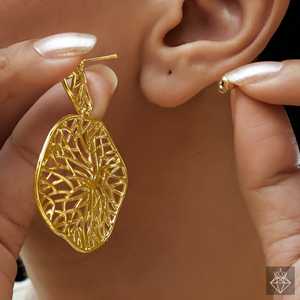 PRAO Boucles d'oreilles fines Danglers ronds inégaux avec caractéristique anti-ternissement - Product Image 1