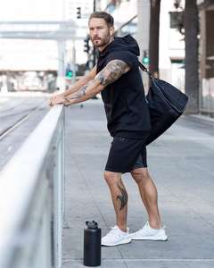 High Quality Vests <b>Sleeveless</b> Tops Gym Men Workout <b>Hoodie</b> Tank Fitness Sports Wear Vest <b>Sleeveless</b> Hoodies With Zipper Pocket - Product Image 6