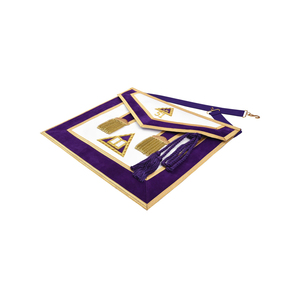 Tablier de Rite Écossais Premium en Velours Violet avec Broderie Dorée, Régalia Cérémonielle en Satin Blanc, Fait Main, Meilleure Qualité Artisanale - Product Image 3