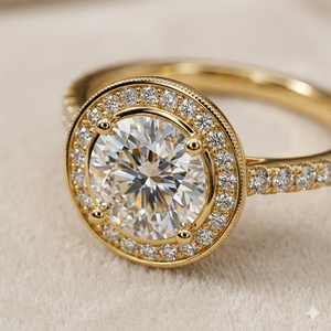 แหวนหมั้นมอสซาไนต์ทรงคลาสสิกแบบซ้อนสองชั้น ประดับเพชรโมอิสซาไนต์ทรงกลม ดีไซน์หรูหรา ชุบทองคำขาว 10K โรเดียมเคลือบ - Product Image 2