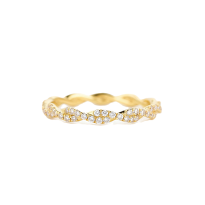 Infinity Twisted Band Round Lab Grown Diamond Ring 9K 10K Solid Gold Pave Set Stackable <b>Wedding</b> Band Minimalist Eternity Ring - Product Image 1