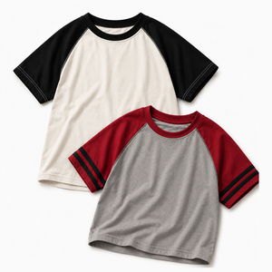 เสื้อยืดเด็กแขนสั้นลายการ์ตูนผ้าคอตตอนผสมสไตล์ลำลองสำหรับเด็กชายและเด็กหญิงใส่สบายในชีวิตประจำวัน - Product Image 1