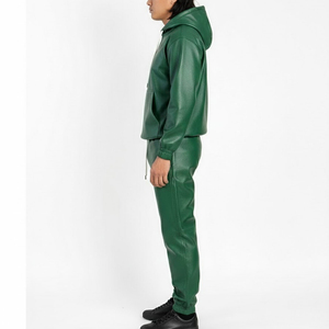 Survêtement en cuir décontracté à capuche pour homme, modèle hiver, poids lourd, couleur unie, manches longues, haute qualité, nouveau design, le plus vendu, en promotion - Product Image 3