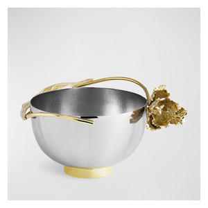 Ensemble de bols de service en acier inoxydable de luxe avec fond antidérapant et poignée élégante pour servir des fruits, des collations et des salades - Product Image 4