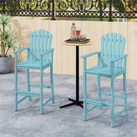Tabouret de bar extérieur ergonomique de 31 po de hauteur avec design à lattes pour table de bar de 40 po ou 43 po, couleur turquoise