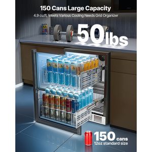 "24" Inch Stainless Steel Dual Drawer Counter <b>Refrigerator</b> with Temperature Control for Outdoor Use - Product Image 3