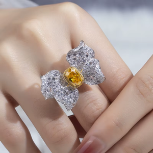 1.05CT Yellow Oval Cut Butterfly 18K White <b>Gold</b> Lab Grown Diamond Engagement <b>Ring</b> Fine Jewelry <b>Rings</b> - Product Image 6