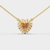 Collier pendentif cœur rose en laiton plaqué or avec chaîne à maillons et breloque soleil en cristal, bijou cadeau pour femme