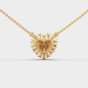 Collier pendentif cœur rose en laiton plaqué or avec chaîne à maillons et breloque soleil en cristal, bijou cadeau pour femme - Product Image 2