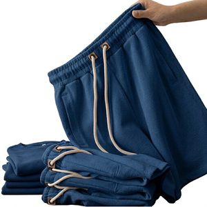 Pantalones Cortos Casuales para Hombre, 100% Algodón, Cintura Elástica con Cordón, Ligeros, Transpirables, de Secado Rápido, Ecológicos, para Gimnasio y Playa - Product Image 1