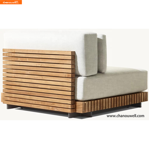 <span class=keywords><strong>Module</strong></span> de <span class=keywords><strong>canapé</strong></span> d'<span class=keywords><strong>extérieur</strong></span> en teck moderne et durable avec lattes parallèles, design imperméable et lavable pour utilisation en villa - Product Image 3