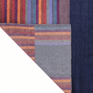 Alfombra de Lana Azul Marino Multicolor con Textura Sólida, Antideslizante, Ecológica, Hecha a Mano, para Sala de Estar, Interiores de Hotel - Product Image 5