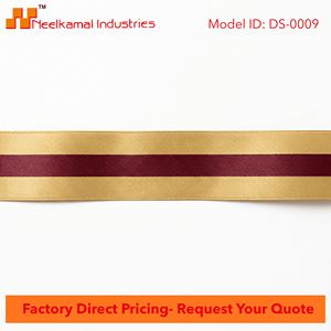 ริบบิ้นผ้าซาตินสีทองเบอร์กันดีขนาด 25 มม. ลายเส้นตรงกลาง สำหรับห่อของขวัญ ตกแต่งงานแต่งงาน บรรจุภัณฑ์ตกแต่ง และจัดดอกไม้ ขายส่ง - Product Image 4