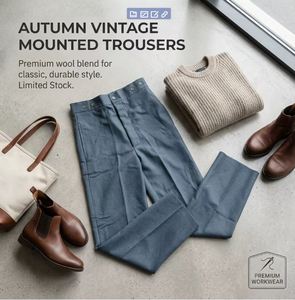 Men's <b>Wool</b> Mounted Trousers Vintage Straight <b>Pants</b> Button Fly American Reproduction Reenactment Enlisted Foot Sky Blue Trousers - Product Image 2