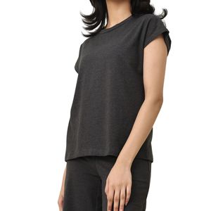 เสื้อยืดคอกลมแขนสั้นสีเทาเข้มสำหรับผู้หญิง ขายส่ง เสื้อยืดลำลองใส่สบาย ผ้าฝ้าย ใส่ได้ทุกวันในฤดูร้อน เสื้อพื้นฐาน - Product Image 4