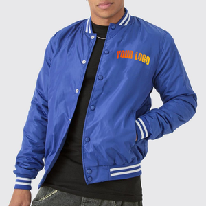 Blouson universitaire rouge pour homme, col montant, broderie, fermeture à boutons recouverts, coupe-vent, écologique, style preppy, pour l'automne - Product Image 4
